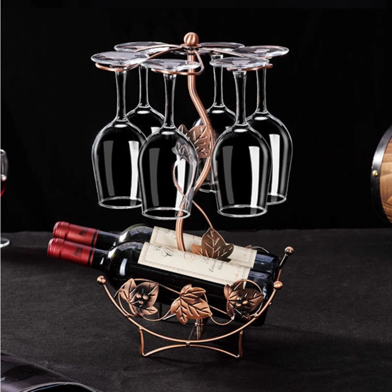 

Sturdy and delicate metal wine rack in Maple style, cabinet stemware rack, bar table, centerpiece rack, wine cabinet and wine gl