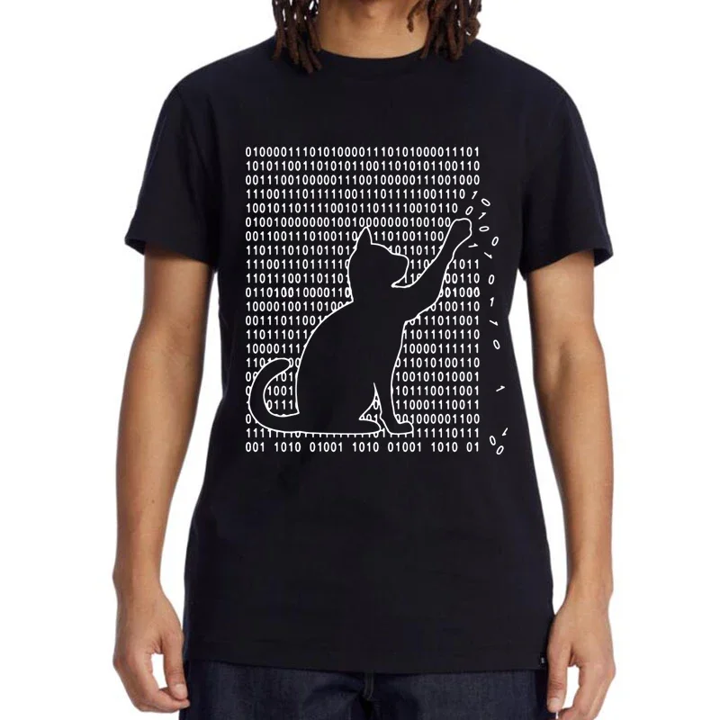 Men's High Quality T-shirt 100% Cotton Funny Cool Cat Design Print Summer Loose Short Sleeve for Men T-Shirt Male Tops Tees