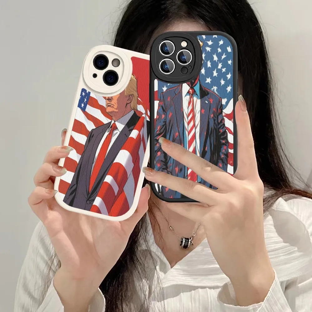 D-Donald T-Trump 2024 Phone Case Hard Leather For IPhone 16 15 14 13 12 Mini 11 14 Pro Max Xs X Xr 7 8 Plus Fundas