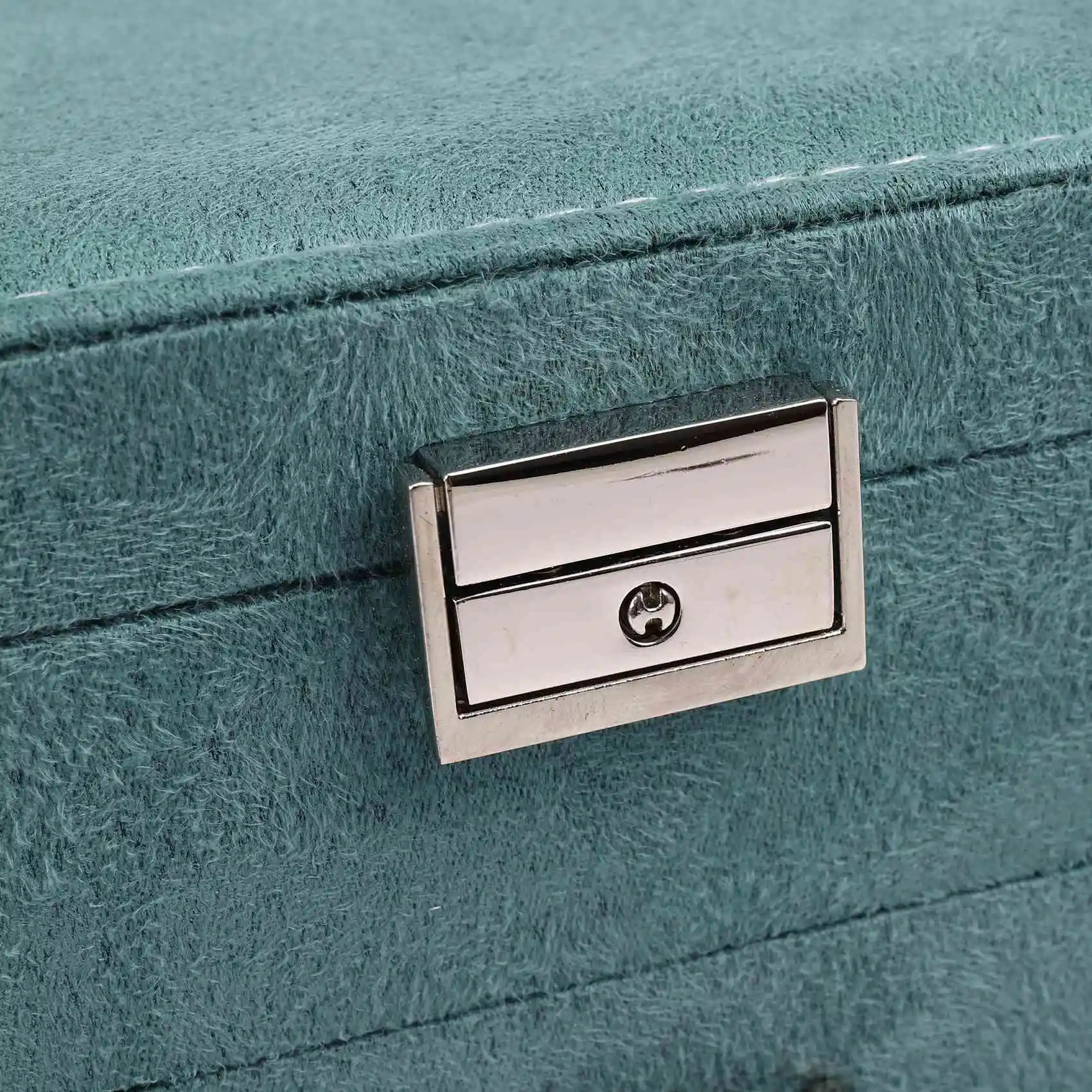 

European Style Double Layer Large Capacity Elegant Flannel Jewelry Box with Lock Fashion Leader Velvet Jewelry Box
