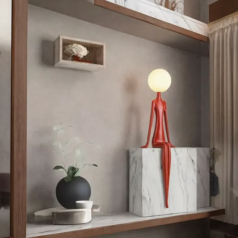 Modern Simple Resin Desk Lamp Female Sitting Portrait LED Touch Control Luxury Table Light for Living Room Bedside Home Decor