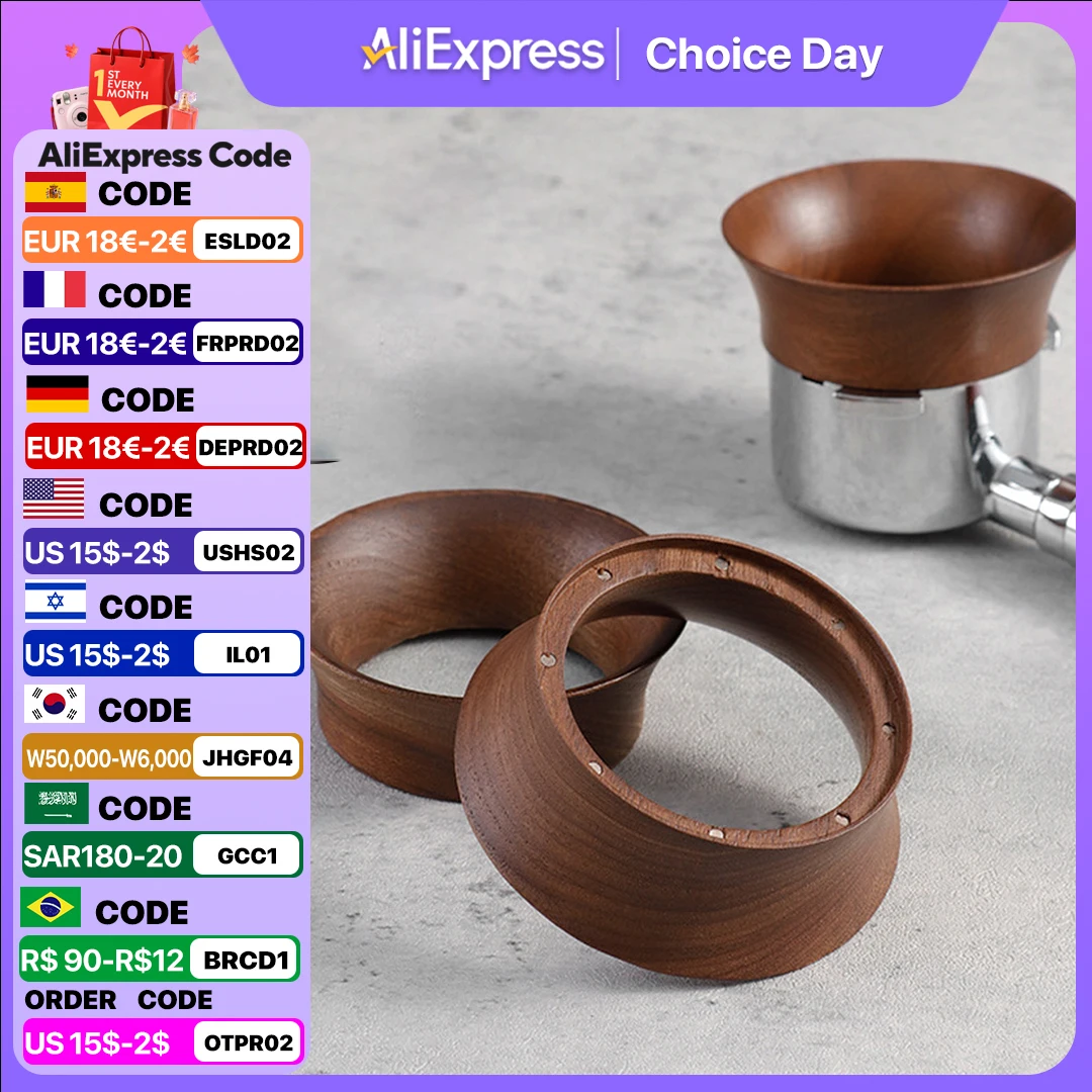 51/58mm Coffee Dosing Cup Walnut Wood Espresso Dosing Funnel Brewing Bowl Portafilter Dosing Ring Coffee Accessories
