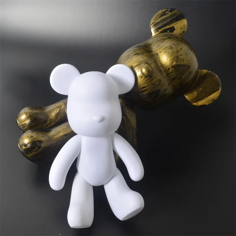 DIY Fluid Pigment Bear Figure Graffiti Vinyl Painting Violent Bear Anime Action Figures Figurine Creative Bearbrick Toys Gifts