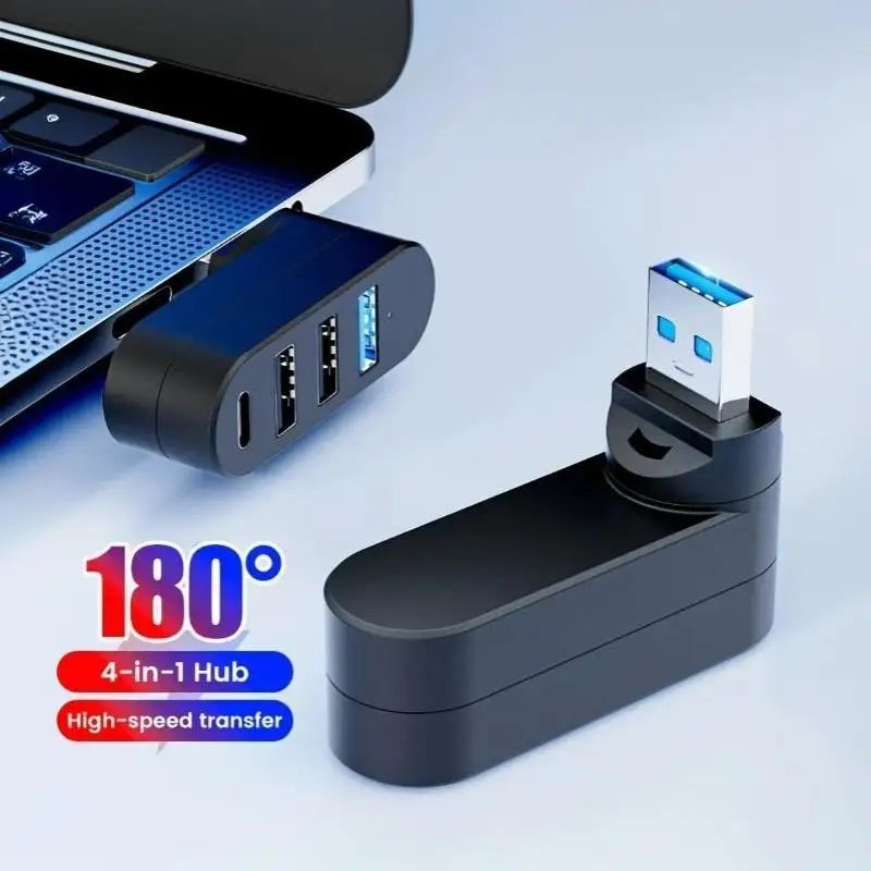 180° Rotatable Mini USB 3.0 Hub 3/4 Ports Type C Splitter High Speed Data Transfer Dock For Notebook Desktop Flash Drive