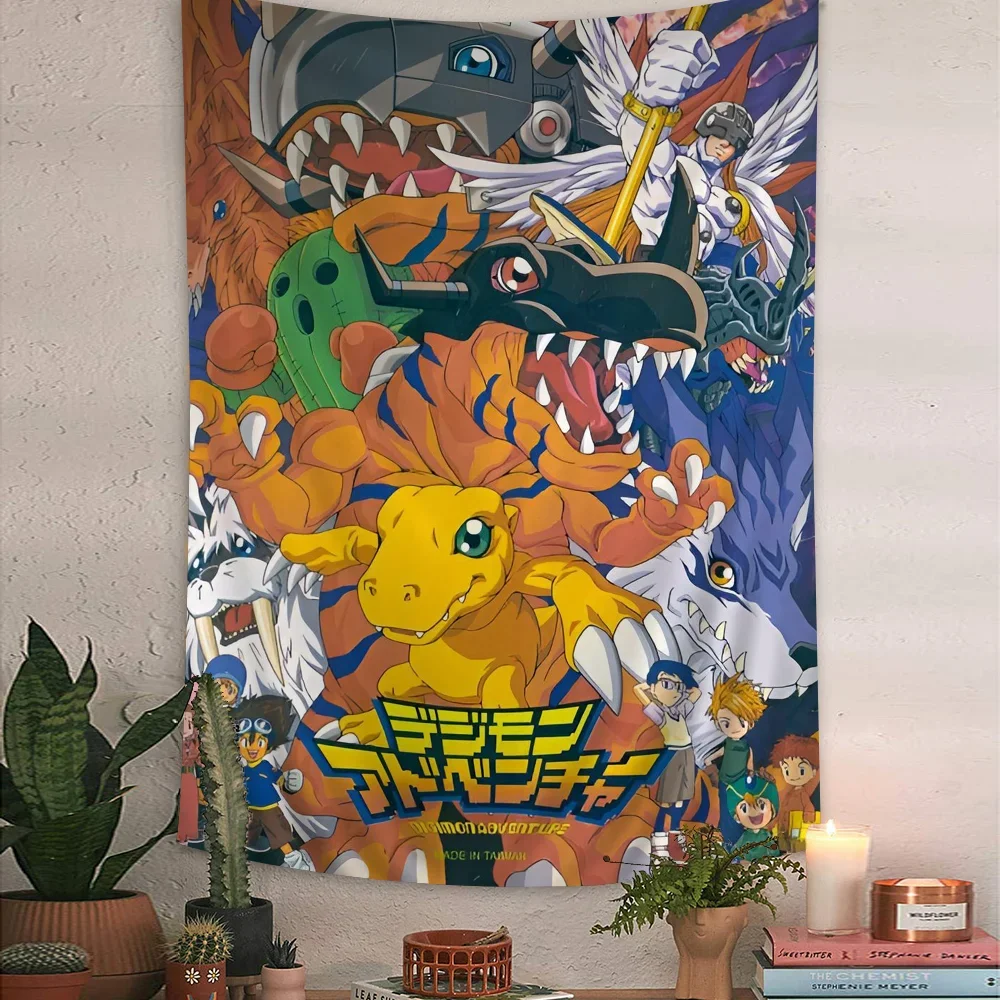 Anime Digital Monster Digimon Tapestry Anime Tapestry Hanging Tarot Hippie Wall Rugs Dorm Wall Hanging Sheets