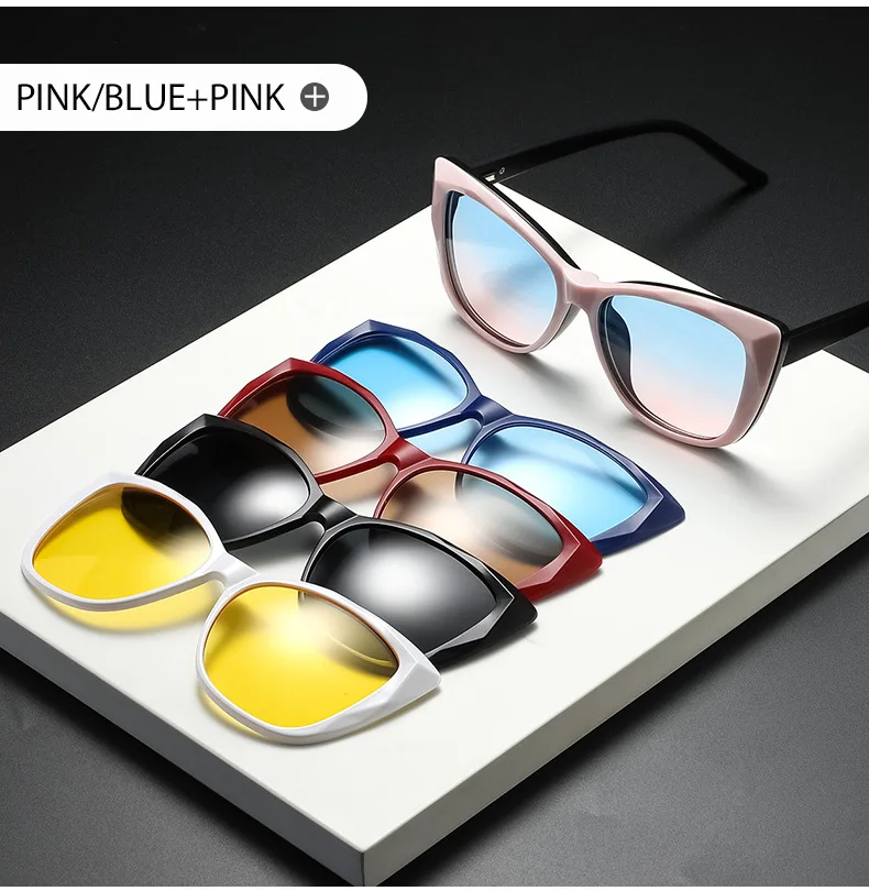 Vcka 10 in 1 Frauen Katzenauge Myopie Sonnenbrille Mode polarisierten Magnet clip auf Brille verschreibung pflicht ige Brillen gestelle-0.5 ~-6,0 – Detail 15
