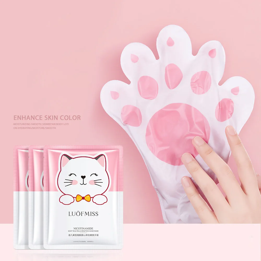 5 أزواج النياسيناميد حليب الماعز قناع اليد الأيدي أقنعة تبييض ترطيب التقشير مكافحة الشيخوخة الأيدي منتجات العناية بالبشرة