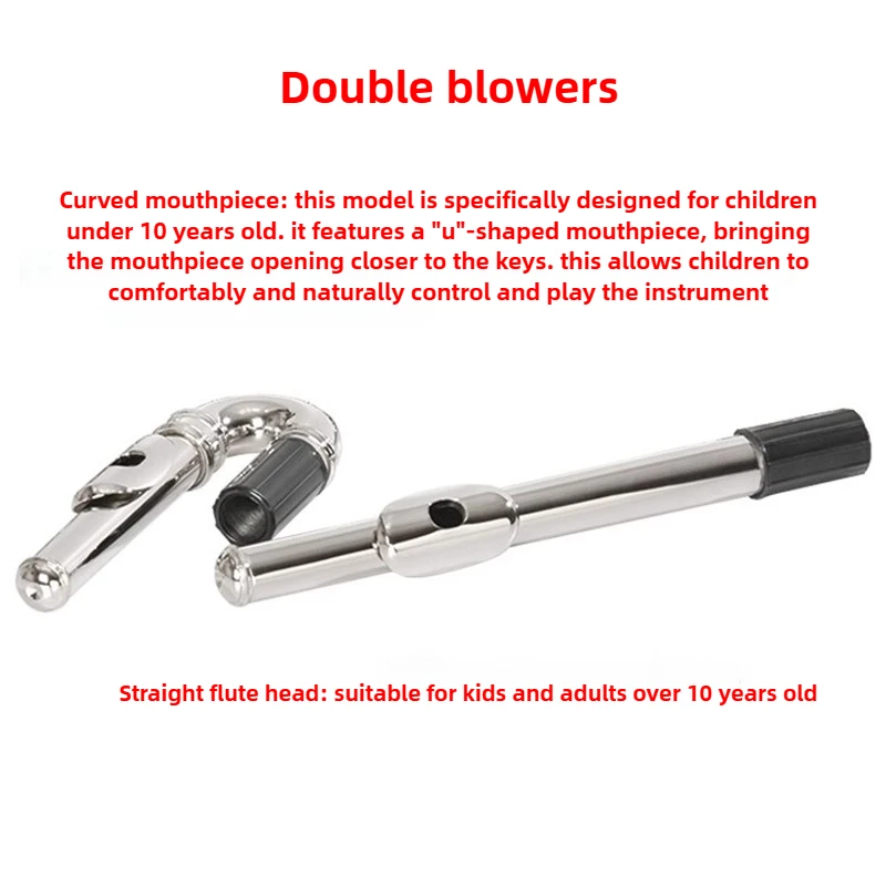 16 Holes C Key Flute for Children Professional Double Blowers Flute Beginner Grading Examination Wind Musical Instrument