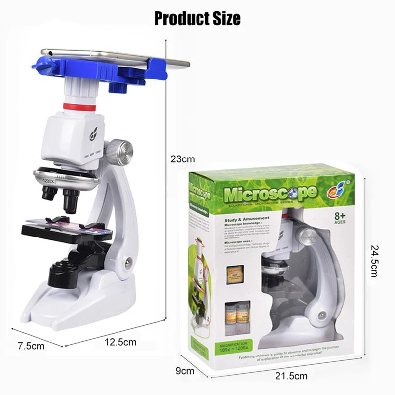 1200X LED Lab Microscope Kit For Children Biology Microscope For Schoolboy Home School Science Educational Toy