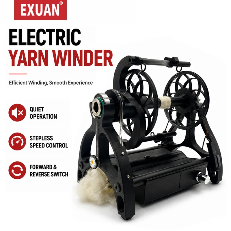 12V Mini Electric Spinning Wheel Adjustable Speed Digital Display Yarn Spinner Wool Fiber Cotton Pet Hair Yarn Making Craft Tool