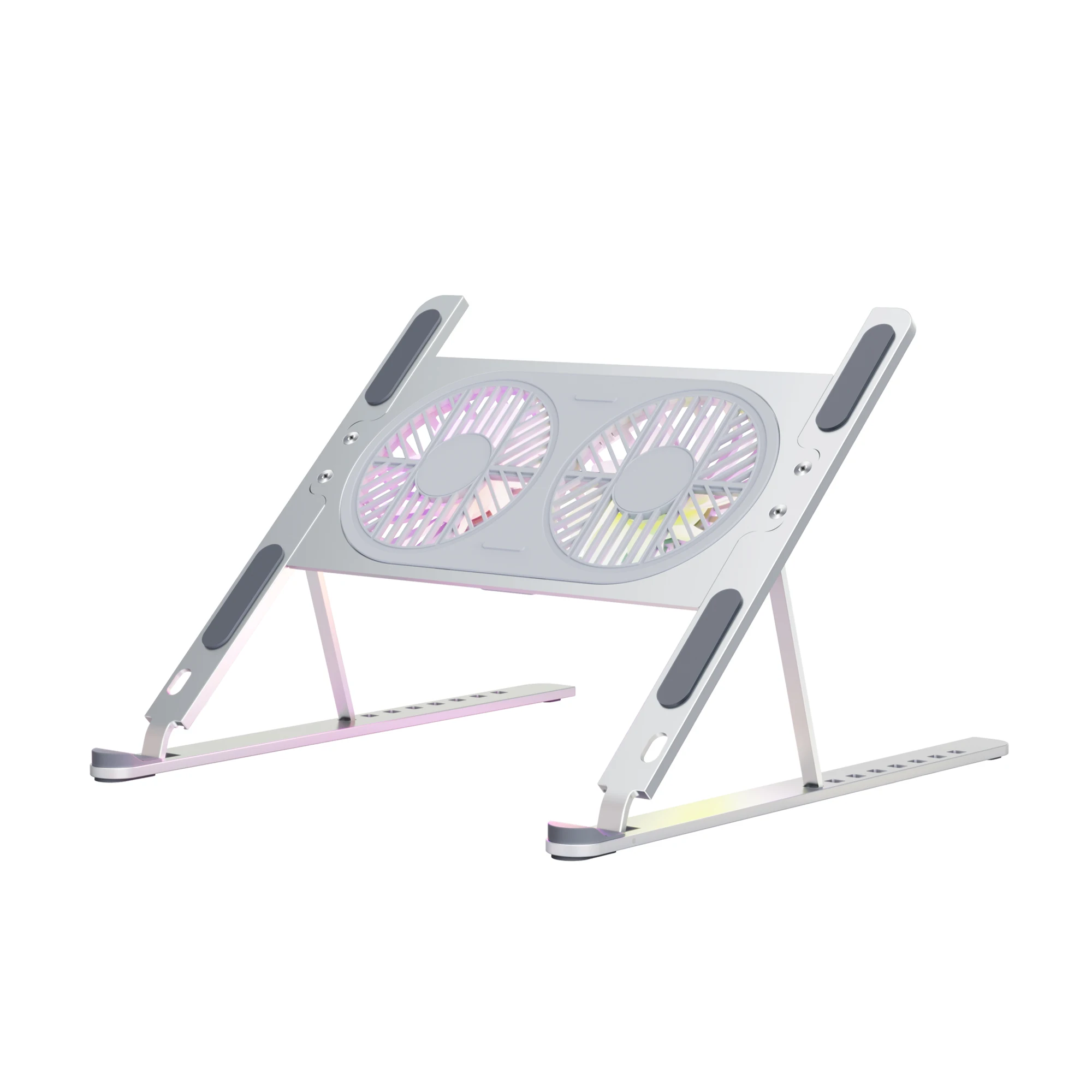 P11F 360 Rotating Aluminum Laptop Cooling Stand Foldable Riser With Double Fans