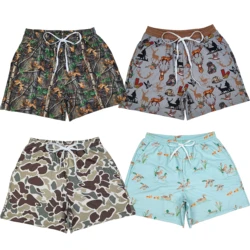 Wholesale Boutique Adult Men Camo Swimming Trunks Beachwear Man Ducks Deer Hunting Shorts Summer Swimwear Pocket Clothing