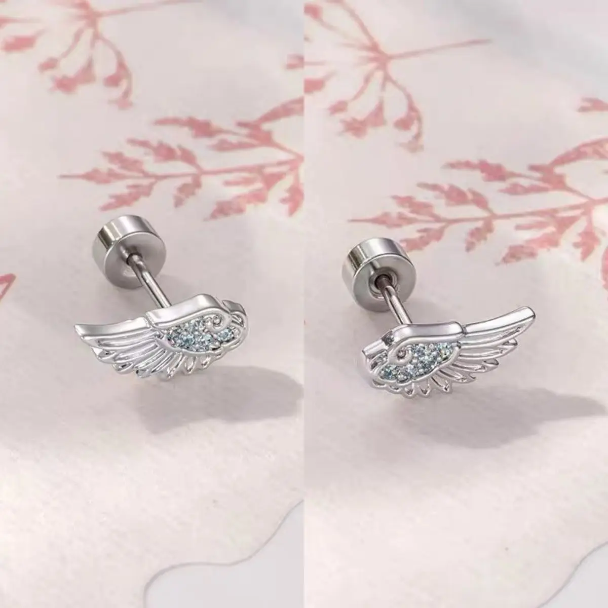 Fashion Silver Color Zircon Wing Stud Earrings for Women Luxury Shiny Crystal Geometric Personality Ear Bone Nail Jewelry Gifts image 6