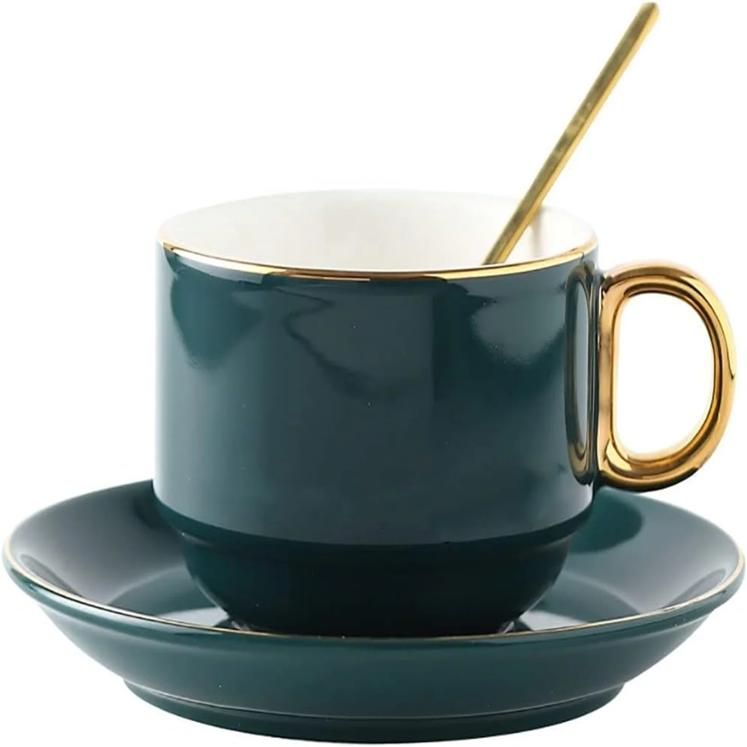 

Colorful Ceramic Tea Coffee Mugs Set with Spoon & Saucer - 8oz/260ML, Ideal Gift for Birthday/Christmas/Valentine's - Tableware