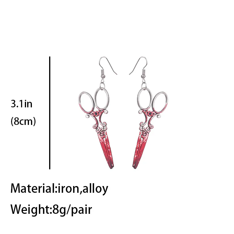New Gothic Bloody Scissors Axe Dangle Earrings for Women Girls Fashion Dagger Saw Weapon Earring Halloween Party Jewelry Gifts