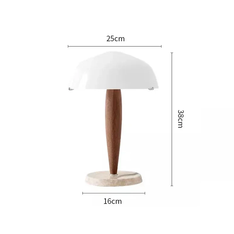 Nordic Danish Table Lamp Walnut Wood desk lamp for Bedroom Hotel Living Room Marble Base Glass Shade Designer Table Light