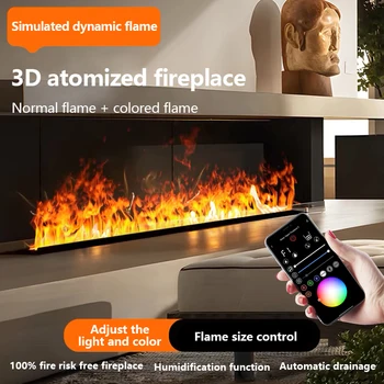 스마트 홈 불꽃 증기 LED 컬러 불꽃 TV 벽 장식 불꽃 휴대 전화 APP 제어 3D 수증기 전기 불꽃 벽난로