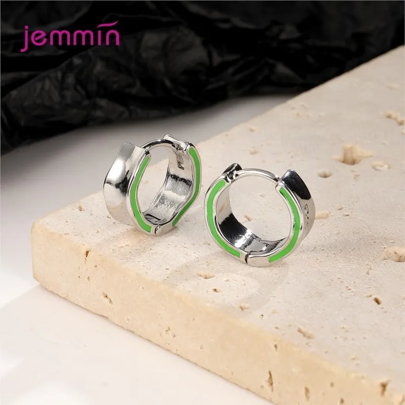 Newest Style 925 Sterling Silver Earrings Women Light Green Color Hoops Earrings Fashion Jewelry For Engagement Appointment
