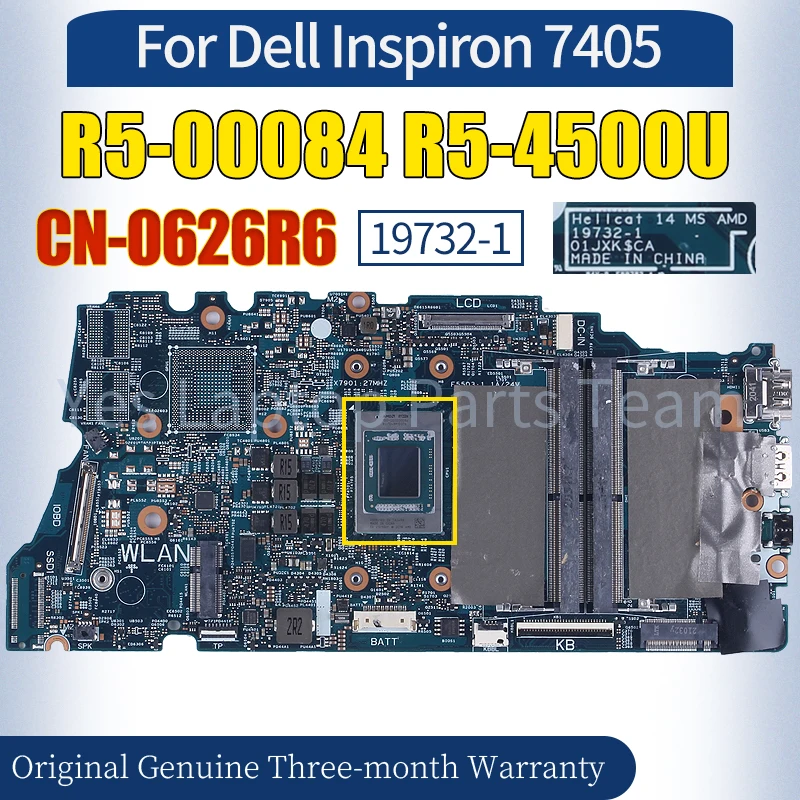 

19732-1 For Dell Inspiron 7405 Laptop Mainboard CN-0626R6 R5-00084 R5-4500U 100％ Tested Notebook Motherboard