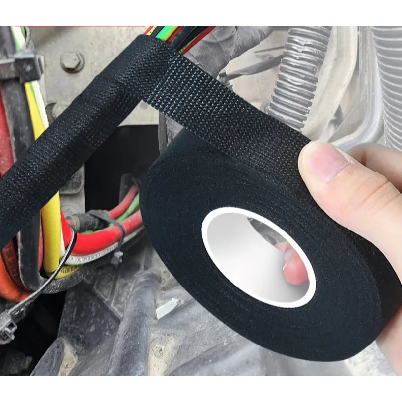 High Temperature Wire Harness Cloth Tape Automotive Cable Loom Heatproof Fabric Adhesive Tape for Engine Electrical Insulation