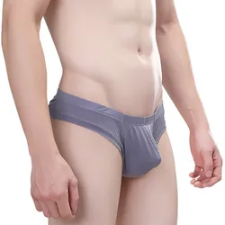 Men Underwear Briefs Shorts Homme Bikini Ice Silk Panties Man Solid Breathable Hlaf Hip Low Rise U Convex Pouch Underpants M-XXL