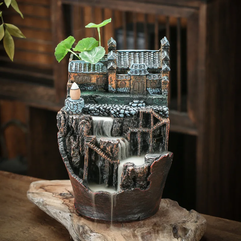 Alpine Flowing Water Resin Backflow Incense Sandalwood Agarwood Aromatherapy Burner Creative Home Office Decoration