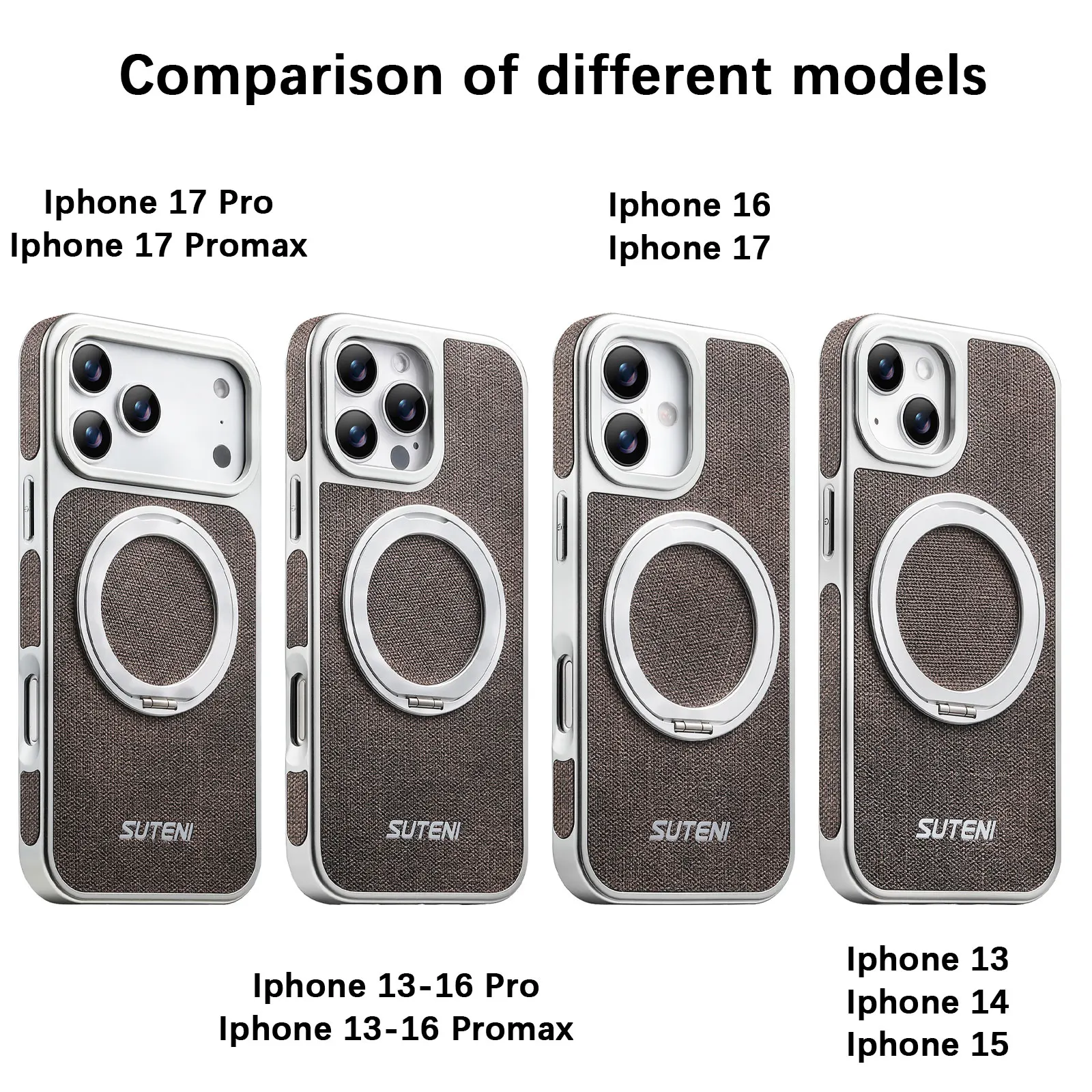 Skórzane etui z magnetycznym uchwytem na telefon do iPhone'a 13 14 15 16 17 Pro Max 360 °   Obrotowa osłona na ładowarkę bezprzewodową Magsafe — zdjęcie produktu 2