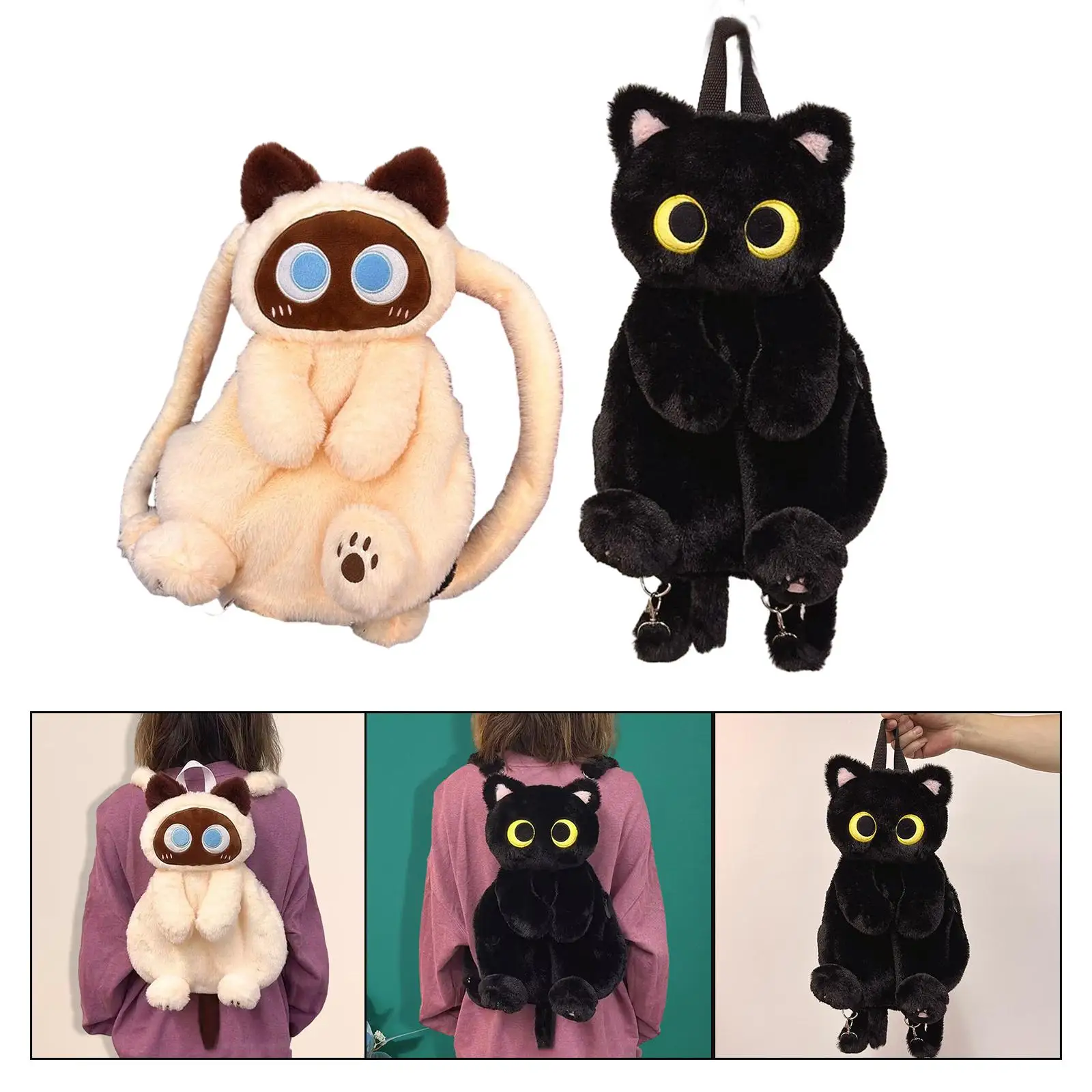 Cute Plush Animal Cat Backpack Schoolbag Daypack Rucksack Casual Soft Fashion