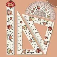 4pcs/set Creative Acrylic Capybara Set of Rulers Drawing Tools Cute Cartoon Soft Ruler Set Office Supplies Set Square 4
