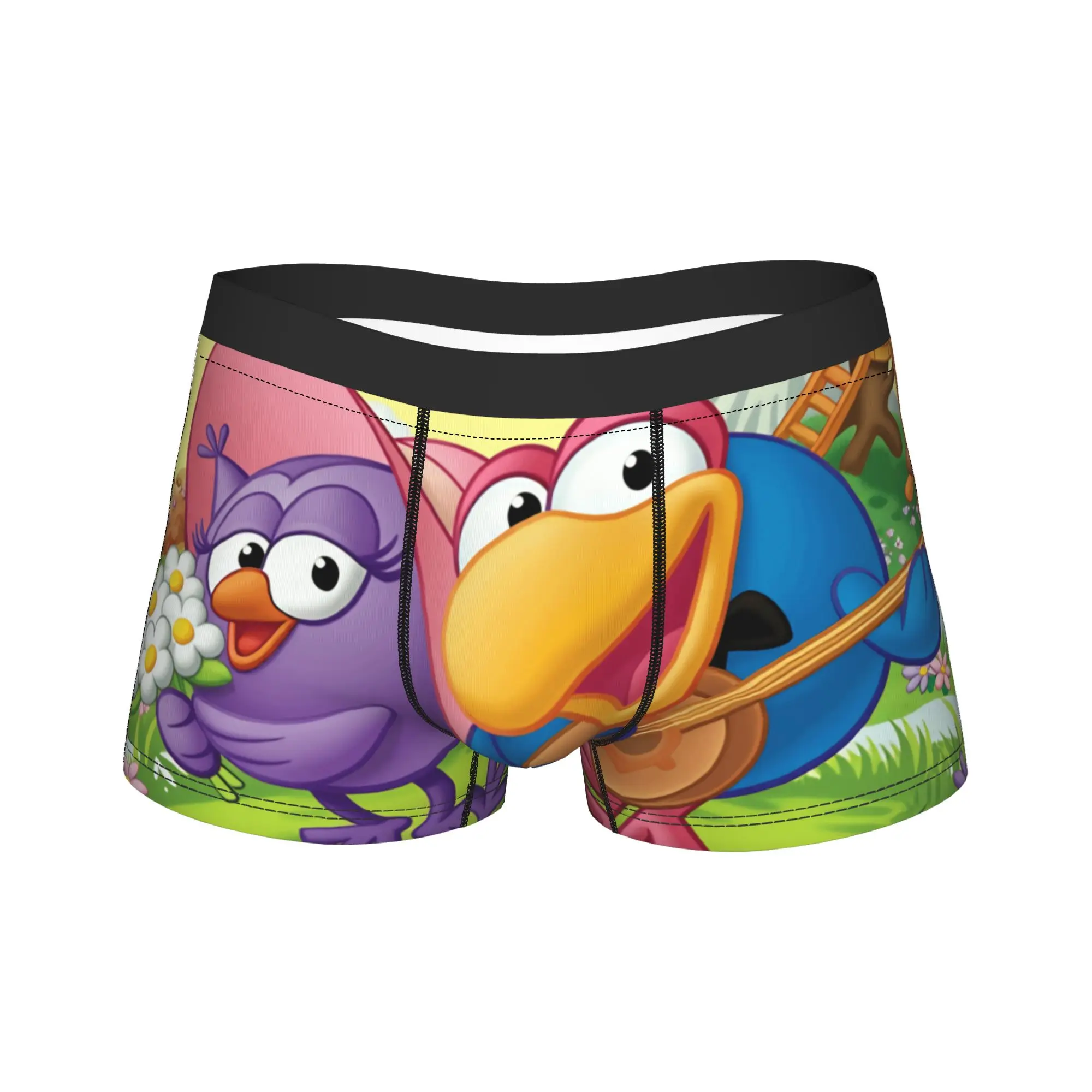 Kikoriki Two Birds Playing Guitar Underwear  Custom DIY Boxer Shorts Quality Man Underpants Soft Trend Boxer Brief Gift