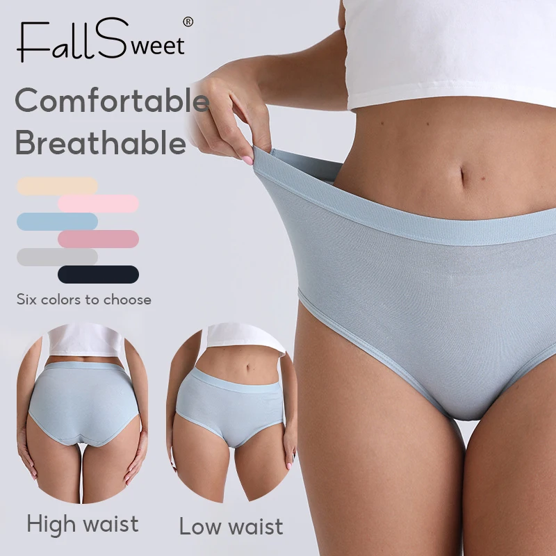 FallSweet 10Pcs/set Cotton Panties Women High Waist Panties Solid Color Underwear Female Comfort Underpants Sexy Lingerie M-3XL