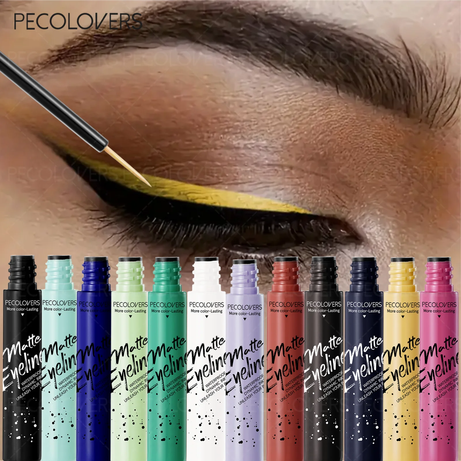 1 قطعة محدد عيون سائل مقاوم للماء يدوم طويلاً ، صبغة ناعمة وطويلة الأمد وعالية للمكياج النابض بالحياة #1