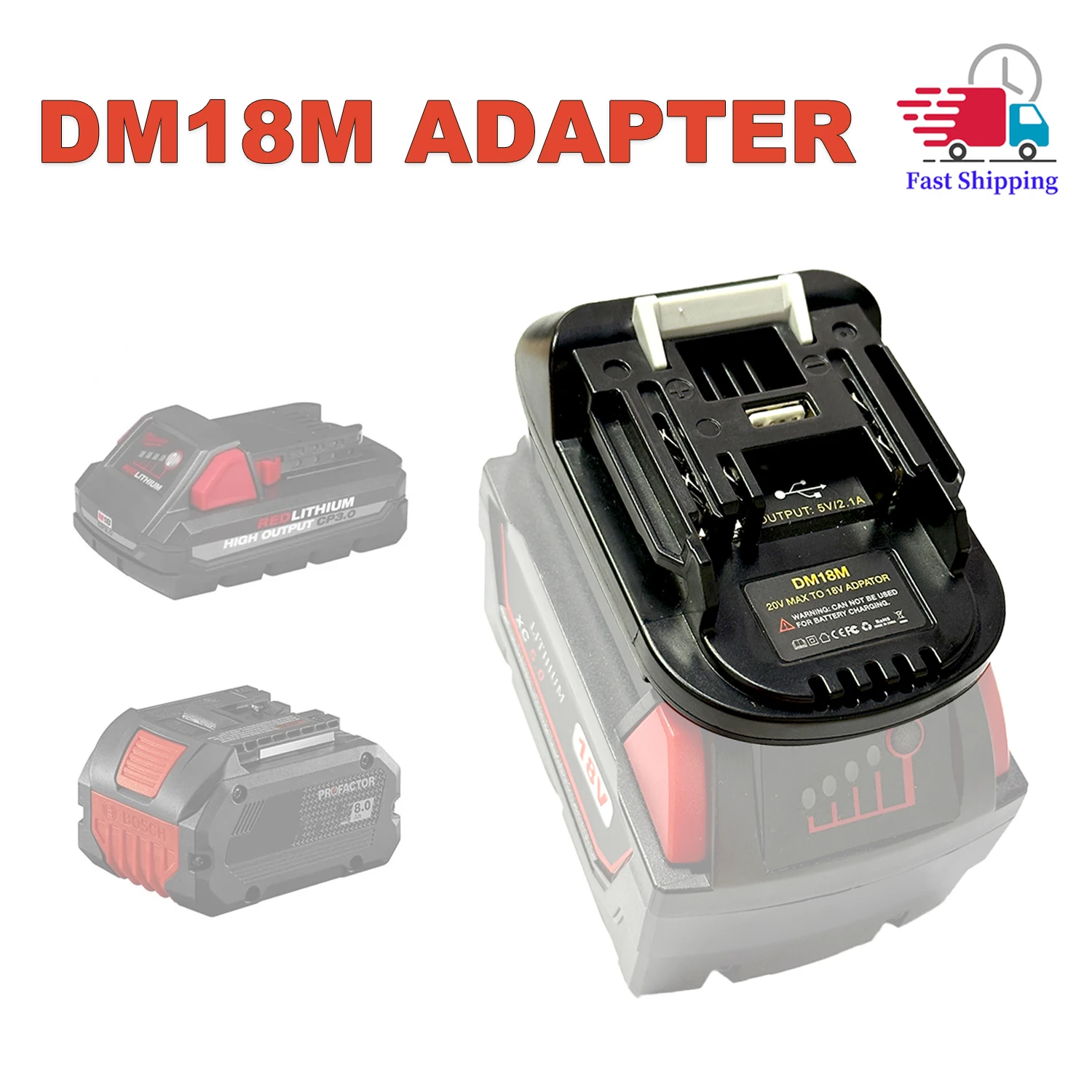 Battery Adapter for Milwaukee for Dewalt To for Makita Bl1830 Bl1850 Batteries for Dewalt Battery Tools DM18M USB Adapter Newest
