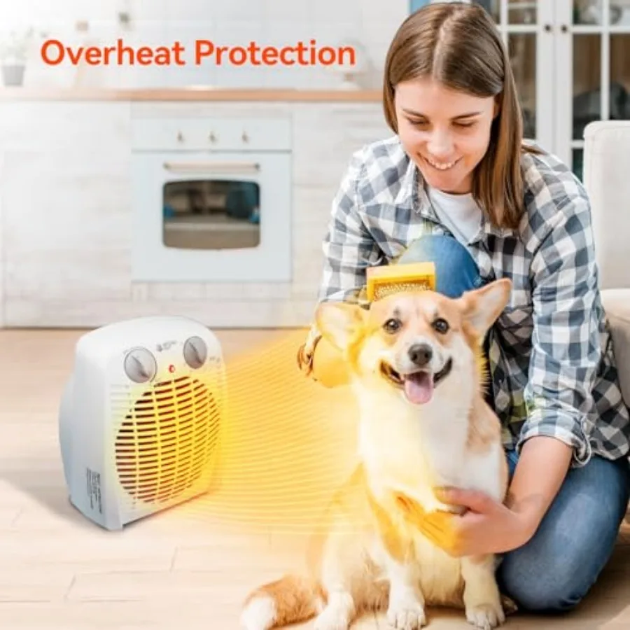 Portable Space Heater, 1500W Small Fan Heater with Adjustable Thermostat Overheat Protection, Ideal for Desktop, Bedroom, Offic