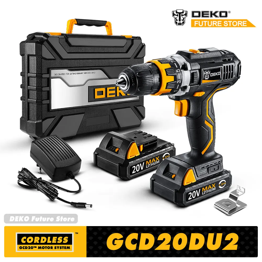 20V MINI WIRELESS SCREWDRIVER ELECTRIC CORDLESS DRILL PERFORATOR DC LITHIUM-ION BATTERY 2-SPEED POWER TOOL DEKO GCD20DU2