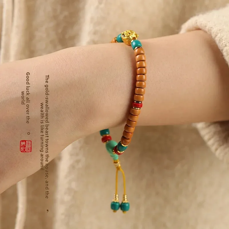 اليدوية الزيتون دلو الخرز سوار المرأة نمط المغنيسيوم خام أعلى حبة سوار مباشرة حبة قطع الذهب الوحش برميل #3