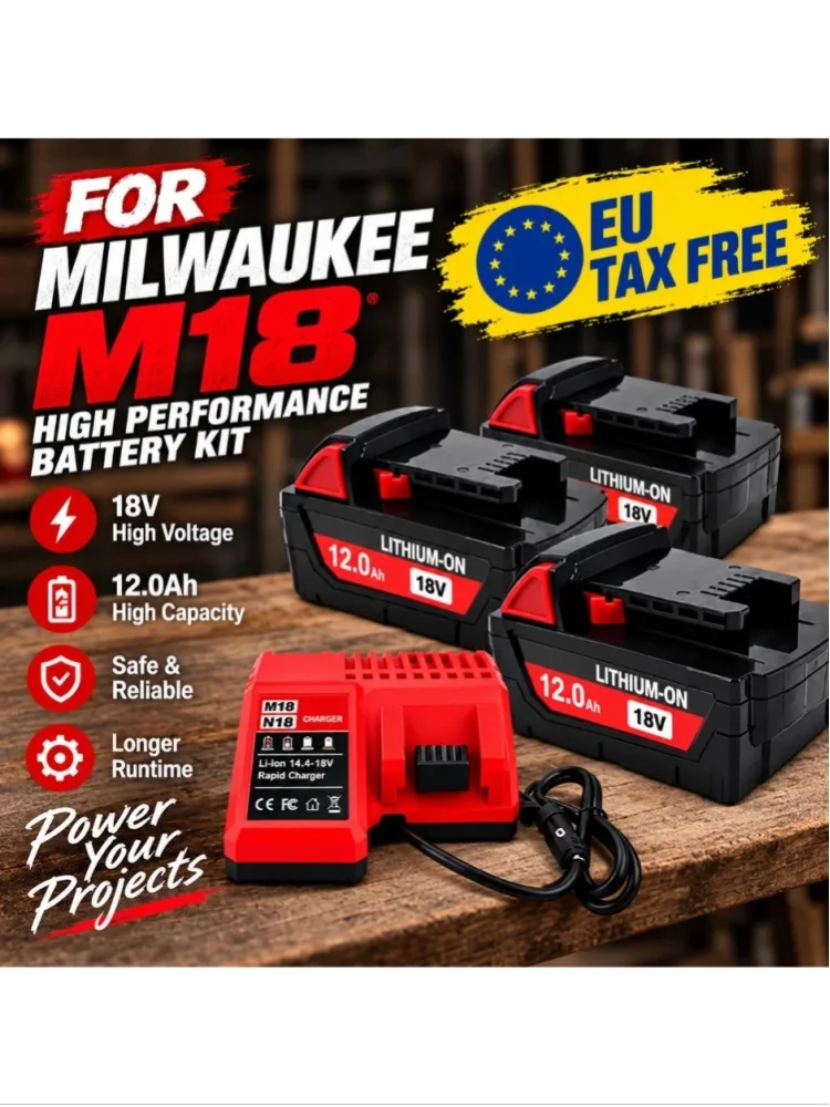Oryginalna ładowarka do akumulatorów litowych M18 XC 18V 12000mAh, pasująca do modeli Milwaukee M18 48-11-1815, 48-11-1850, 2646-20, 2642-21ct. — 2