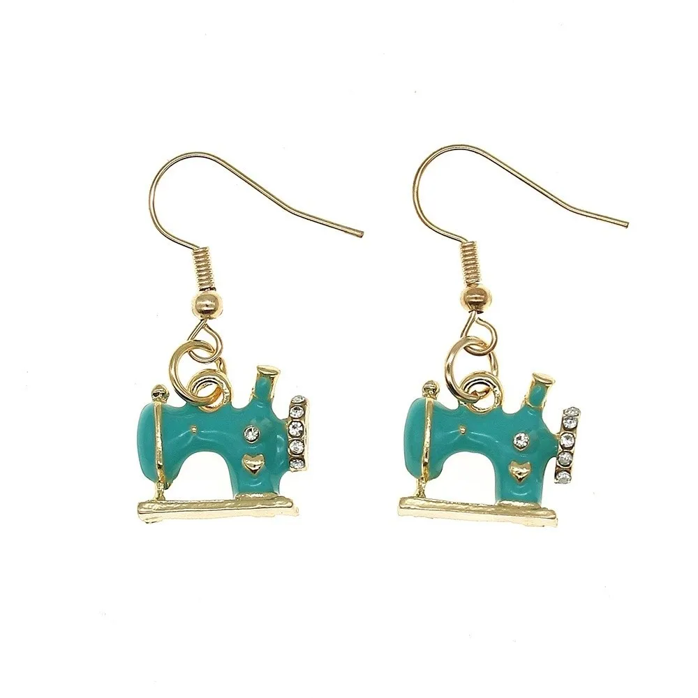 New Vintage Sewing Machine Earrings Multi-color Exquisite Drip Oil Earrings Enamel Creative Alloy Earrings Women