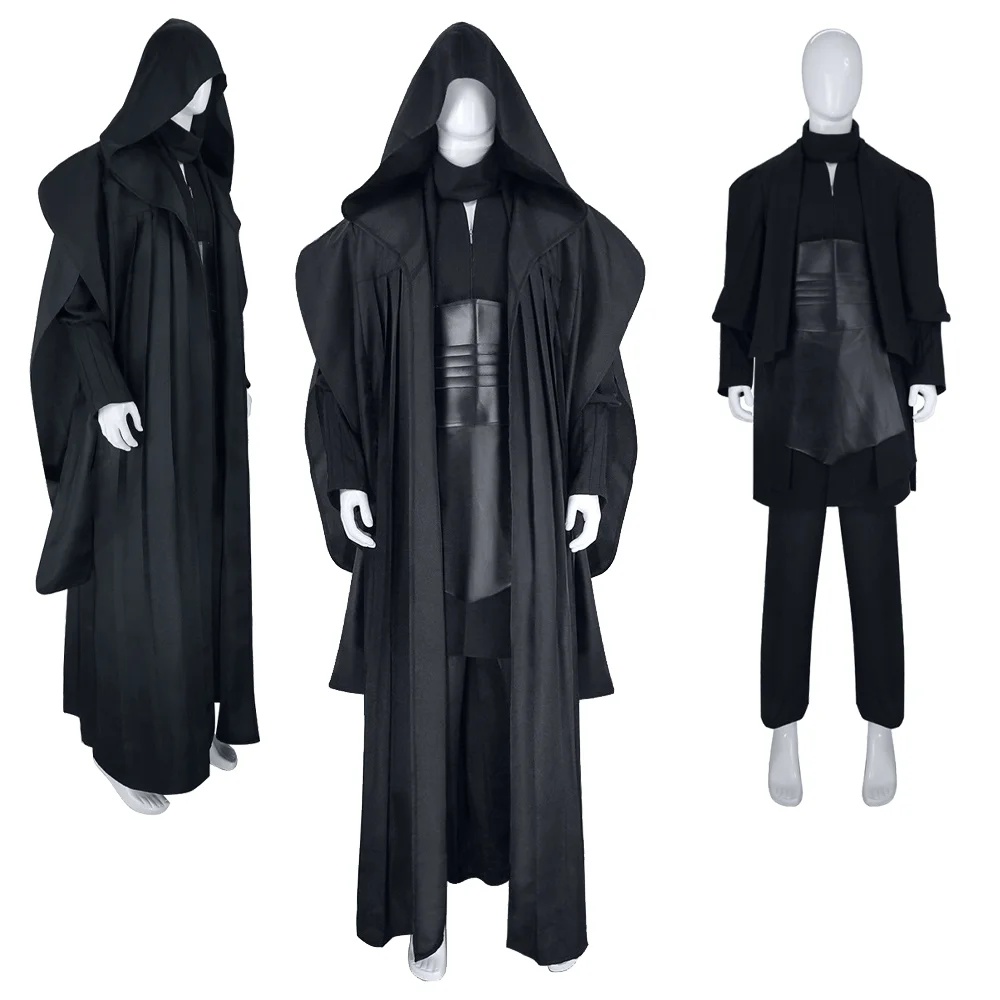 

Darth Cosplay Maul Costume Adult Men Hooded Black Cloak Robe Top Pants Uniform Disguise Outfit Halloween Carnival Dress Up