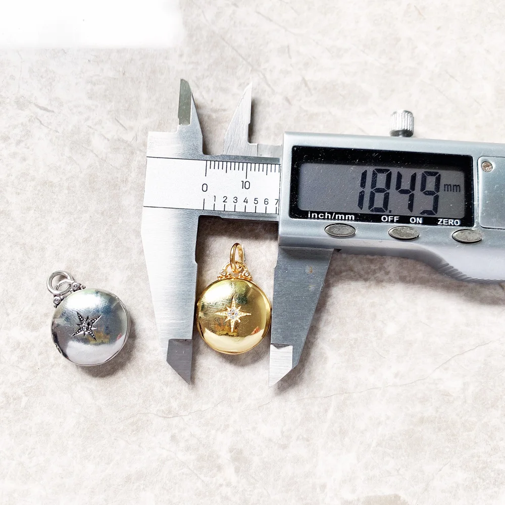 Wisiorek Okrągły Medaillon Z Gwiazdą Locket Brand New 925 Sterling Silver Biżuteria Europa Accessorie Prezent Dla Kobiety Mężczyzn — zdjęcie 5
