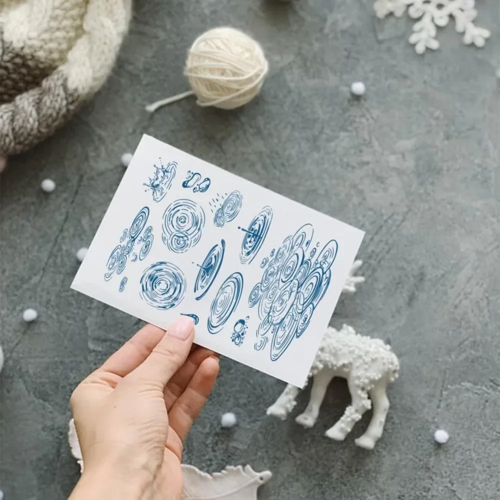 Water Ripples Clear Stamps for Cards Making Raindrops Silicone Clear Stamp Seals Transparent Stamps for DIY Scrapbooking Photo