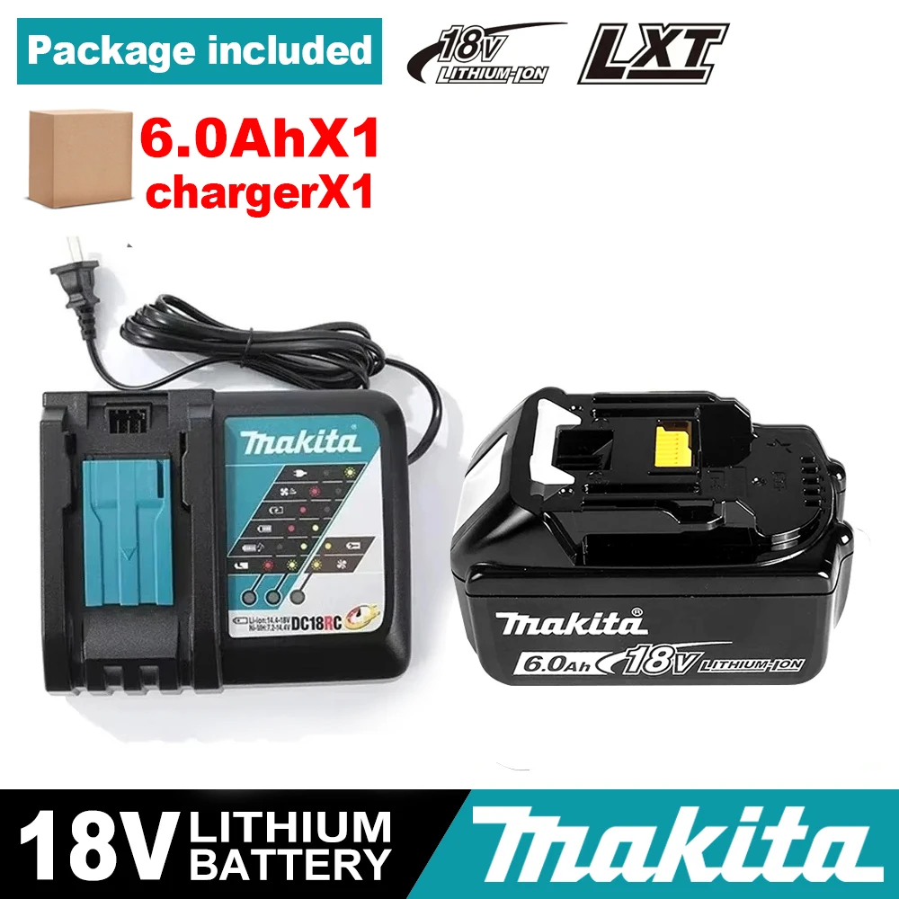 100% Original Makita BL1860B 18V 6.0Ah Battery with LED Power Indicator Extended Runtime for LXT Cordless Tools