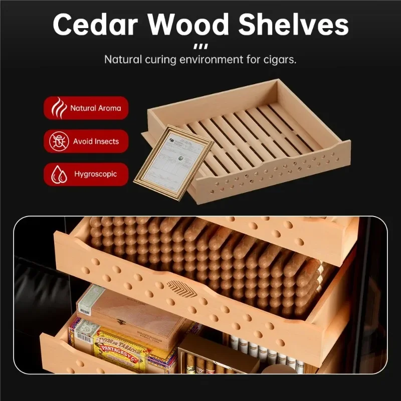 Cedar Wood Humidor Cooler - Refrigerated Cigar Showcase Cabinet
