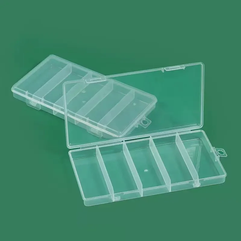 1pc PVC 5 Compartments Bait Box 12.9*6.1*2.5CM Soft Bait Hook Bait Organizer Storage Container Fish Hook Portable Storage Box