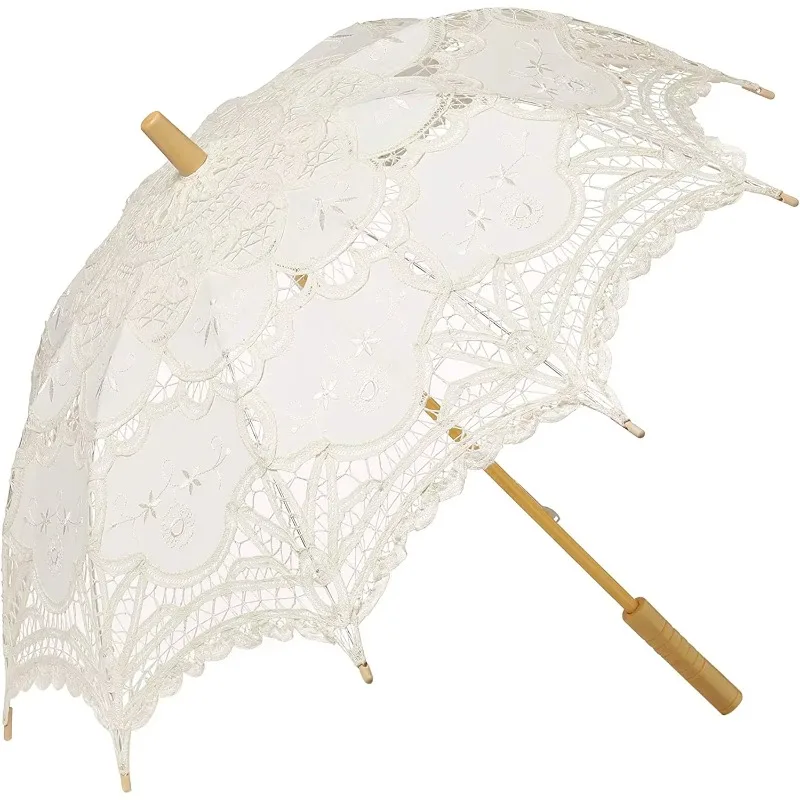 

Small Sun Umbrella White Ivory Lace Parasol Bridal Wedding Umbrella Wedding Fabric Parasol White Lace Bridal Umbrella