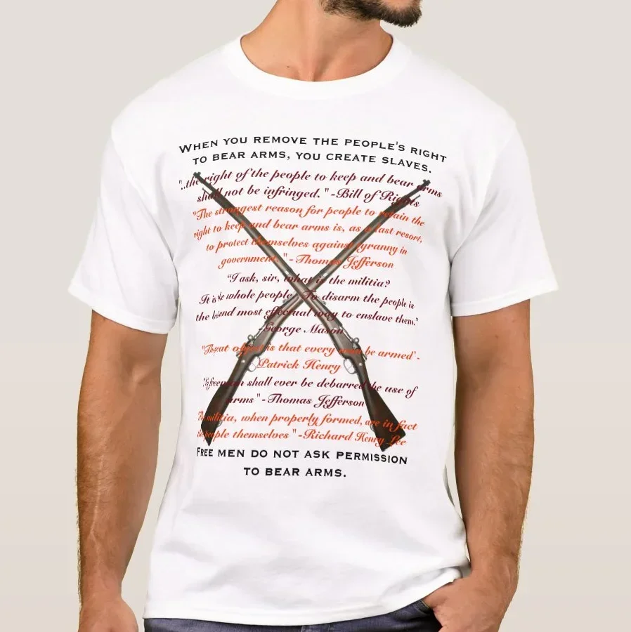 Richard Henry Lee's Right To Hold Gun Quote T-Shirt 100% Cotton O-Neck Short Sleeve Summer Casual Mens T-shirt Streetwear