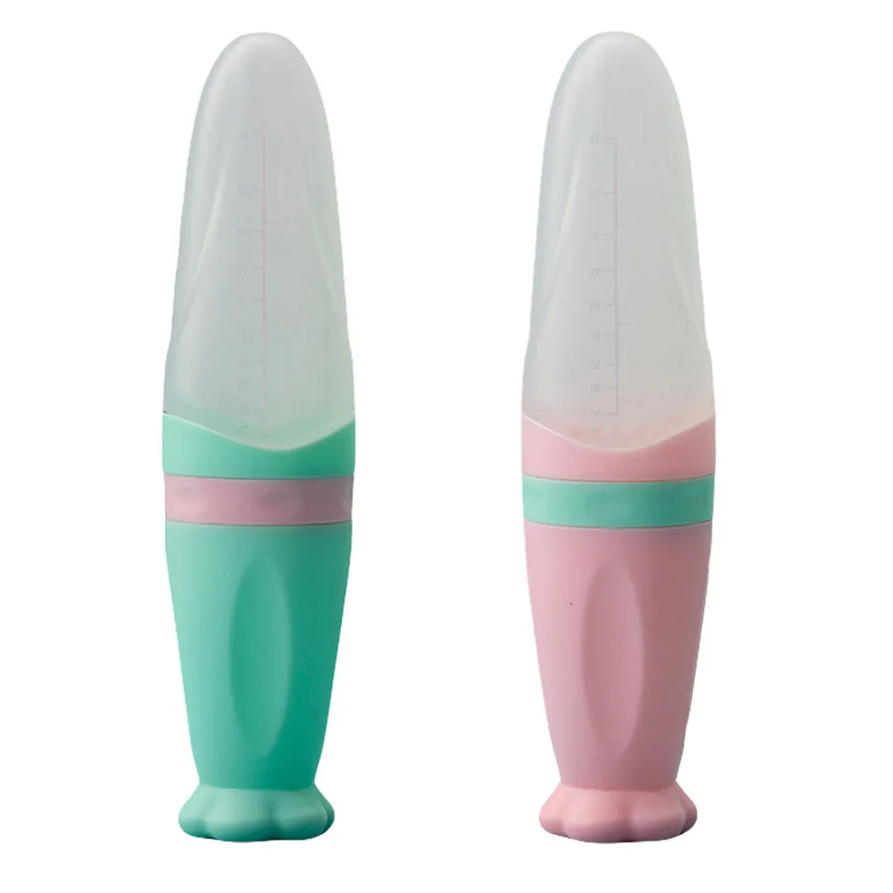 

Набор из 2 силиконовых бутылочек-поильников для малышей с защитой от протекания, для приготовления пюре, молока и каш, с ложкой