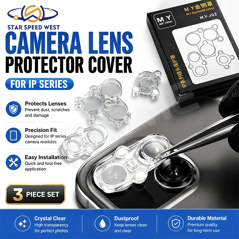 M.Y Mr.Yang Cover Camera Lens Protector for IPhone Series Dustproof Full Coverage Scratch Resistant Set of 3 Pieces