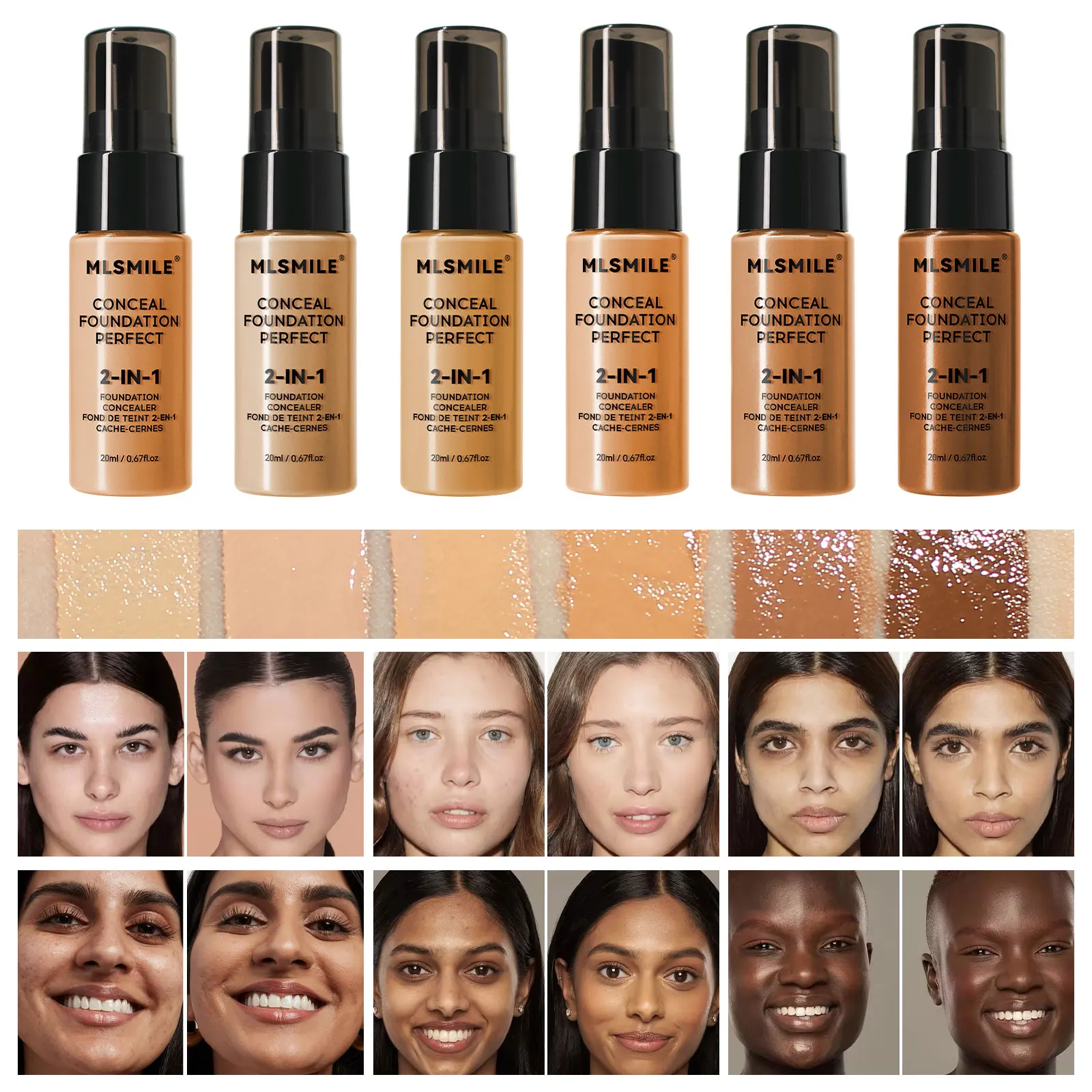 6 colori Face Foundation Cream donna Waterproof Oil-Control Matte Lasting Concealer Covers Acne Marks occhiaie trucco da uomo