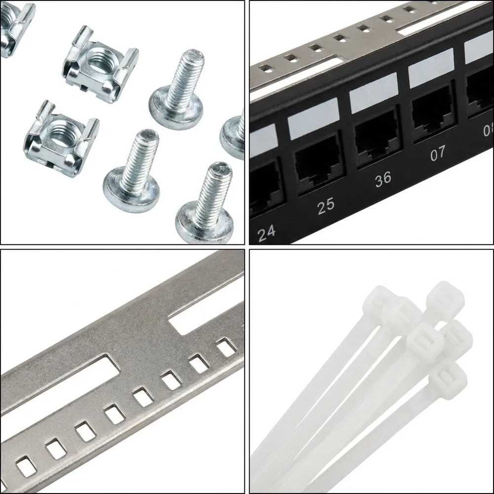 24 Port Shielded Network Patch Panel Compatible with Industry Standard Rack Dimensions and Module Mounting Requirements